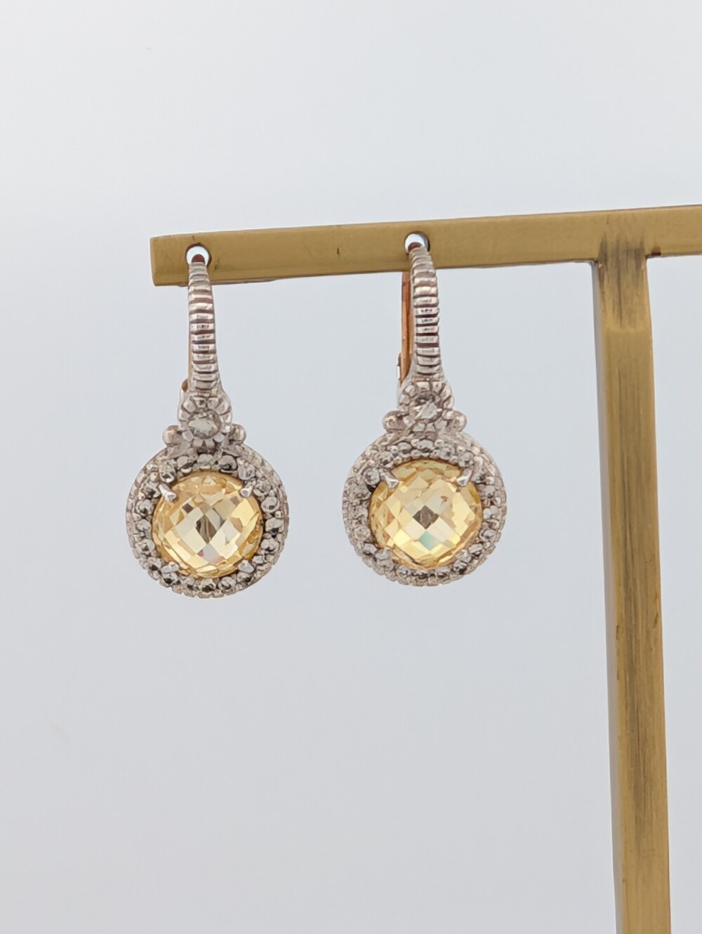 NWT Sterling & 18k Judith Ripka Canary Crystal & White Sapphire Set - Picture 2 of 8